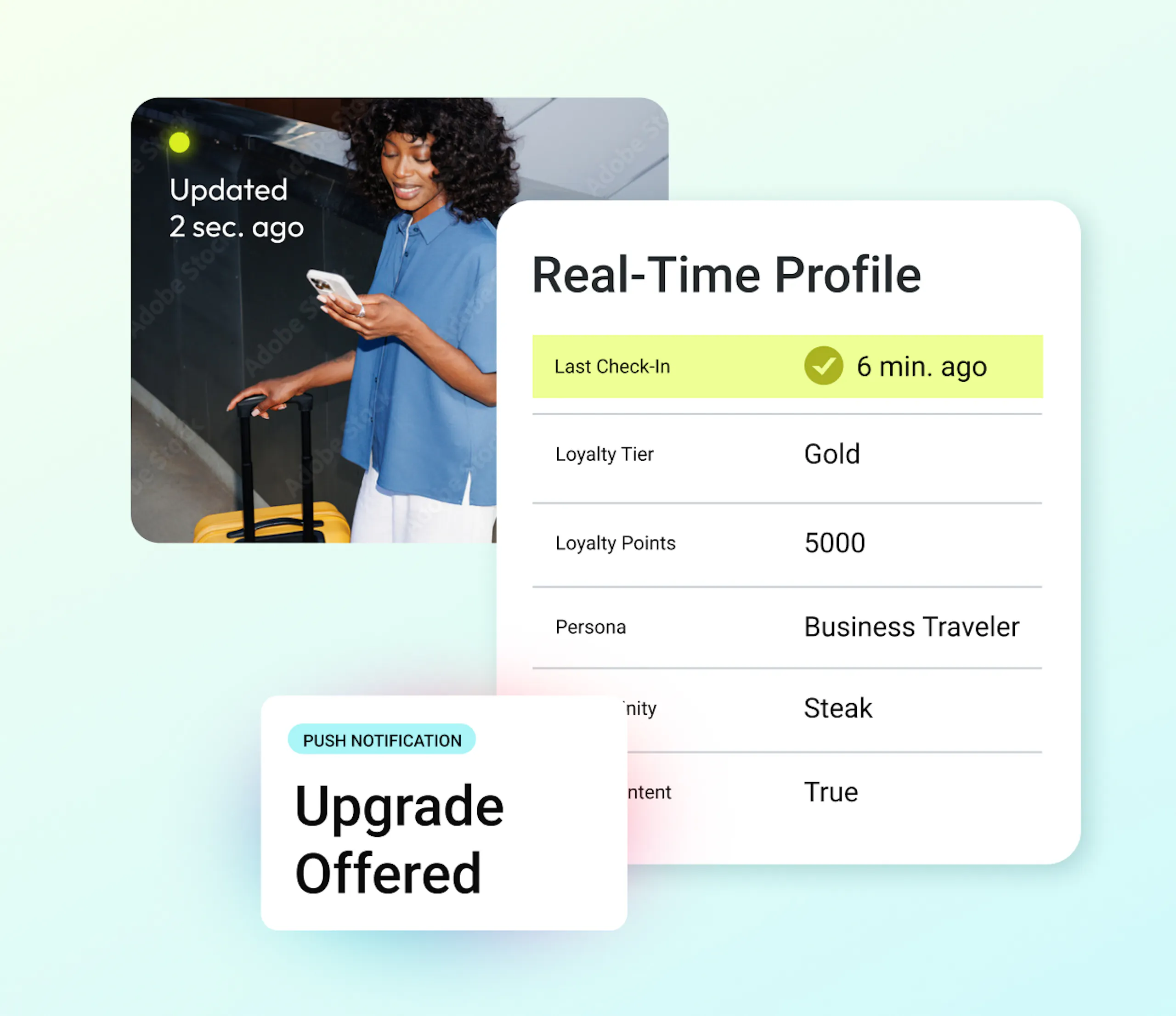 Modal with Real-Time Profile and Upgrade Offered recommendation
