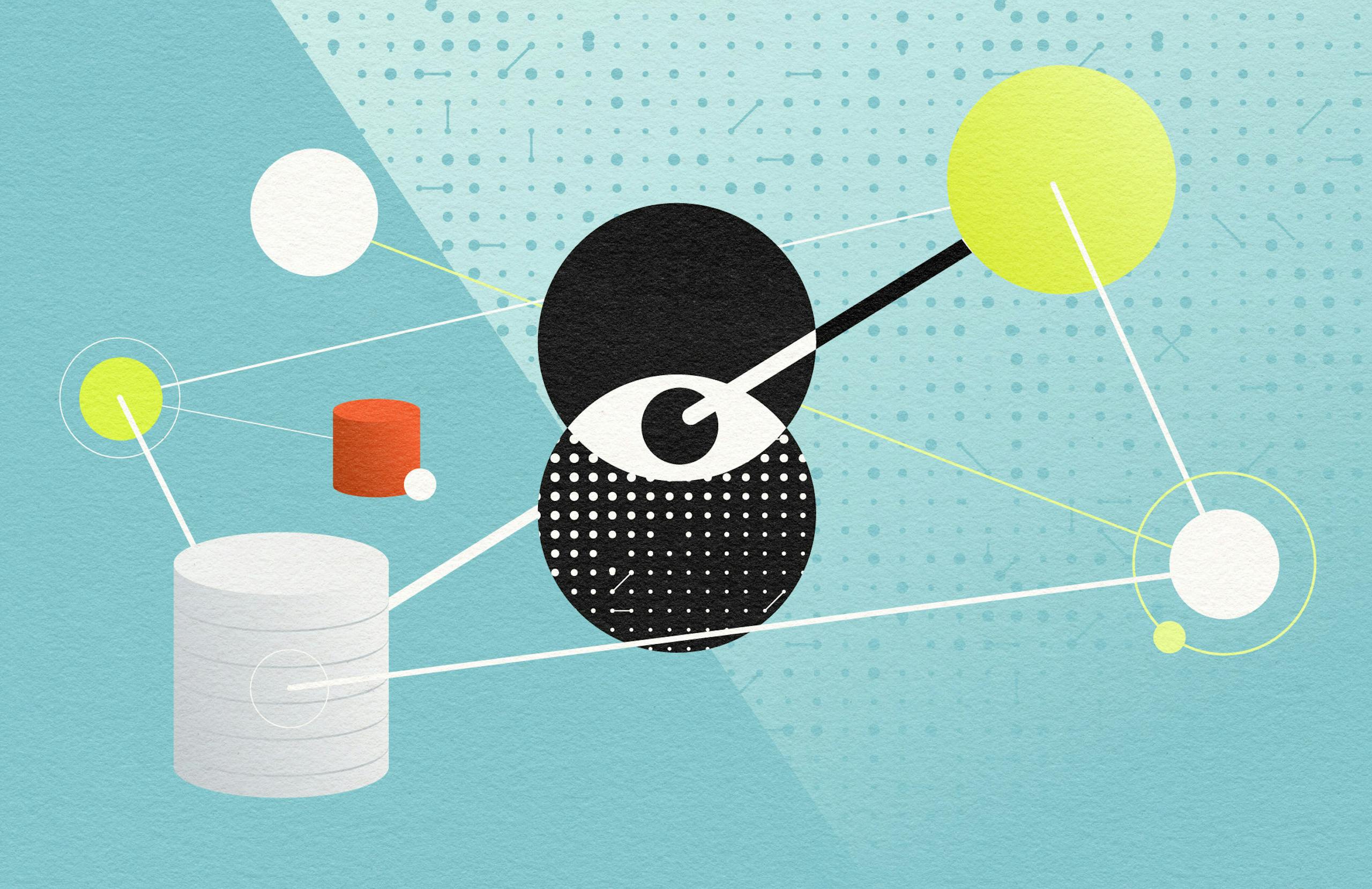 Abstract image showing a database and external data points illustrating a Customer Data Platform