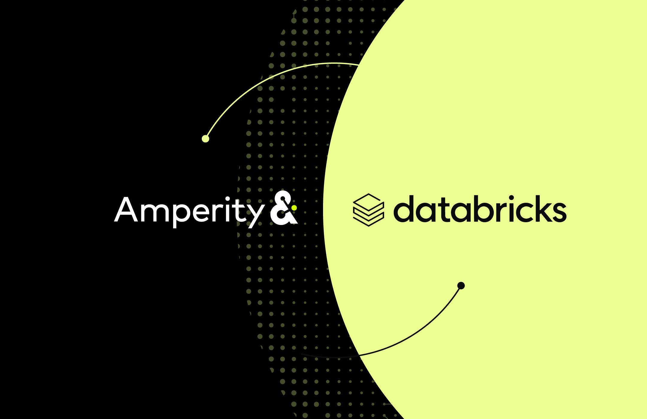 Black image with light yellow circle and the Amperity logo next to the Databricks logo