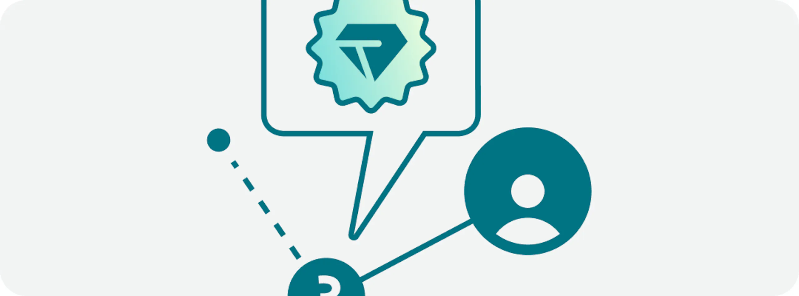 Diamond icon in a speech bubble with a user
