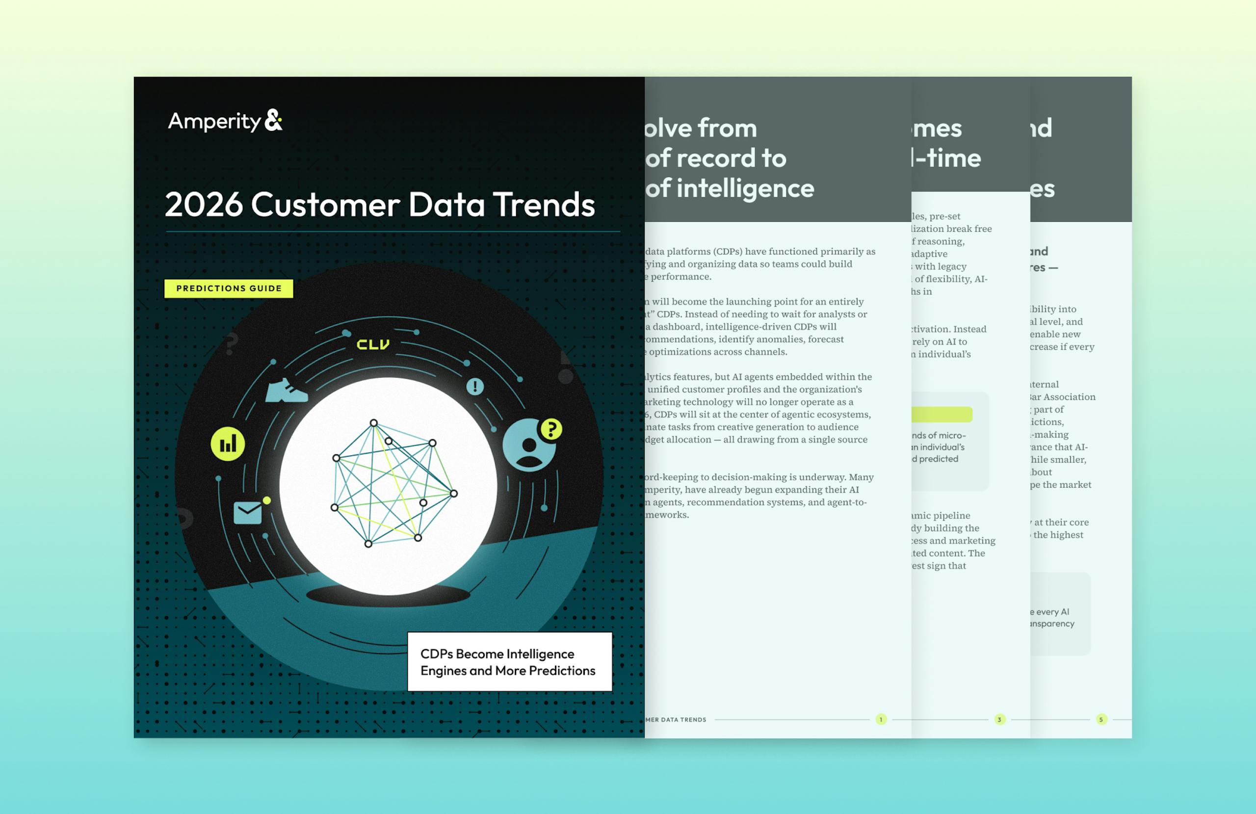 2026 Customer Data Trends guide preview against a yellow to teal gradient.