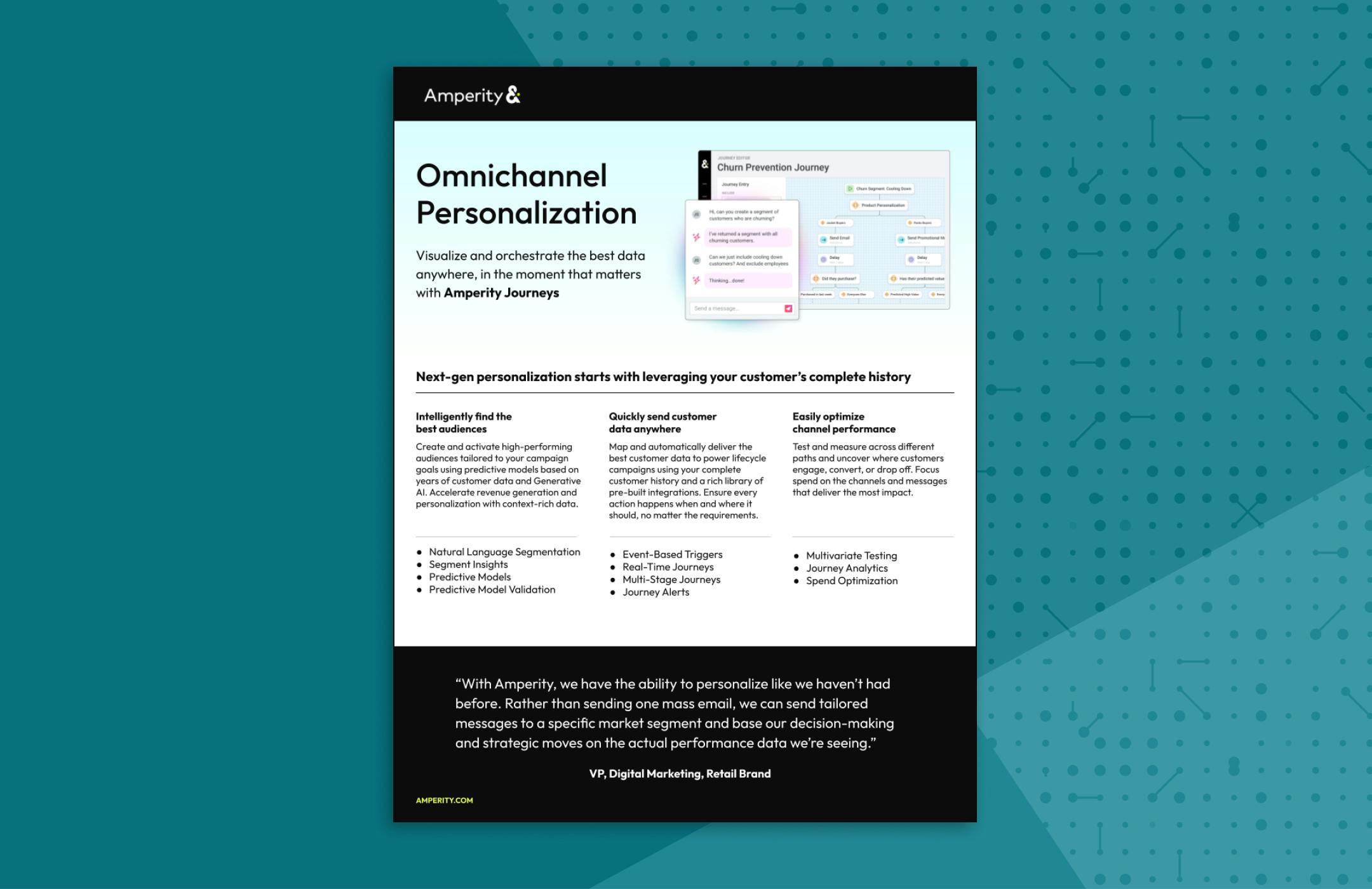 Omnichannel personalization guide against a teal datawave background.