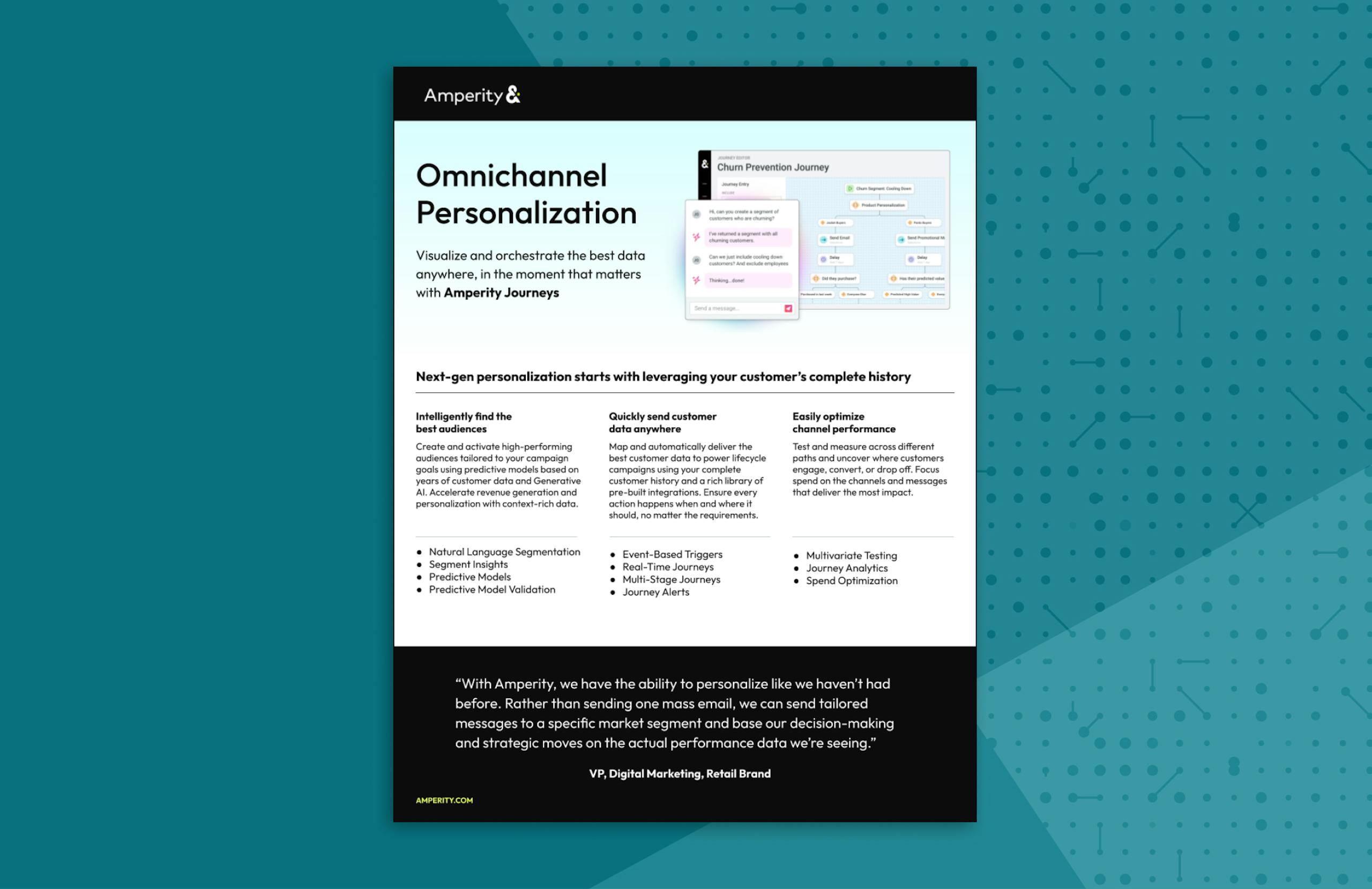 Omnichannel personalization guide against a teal datawave background.
