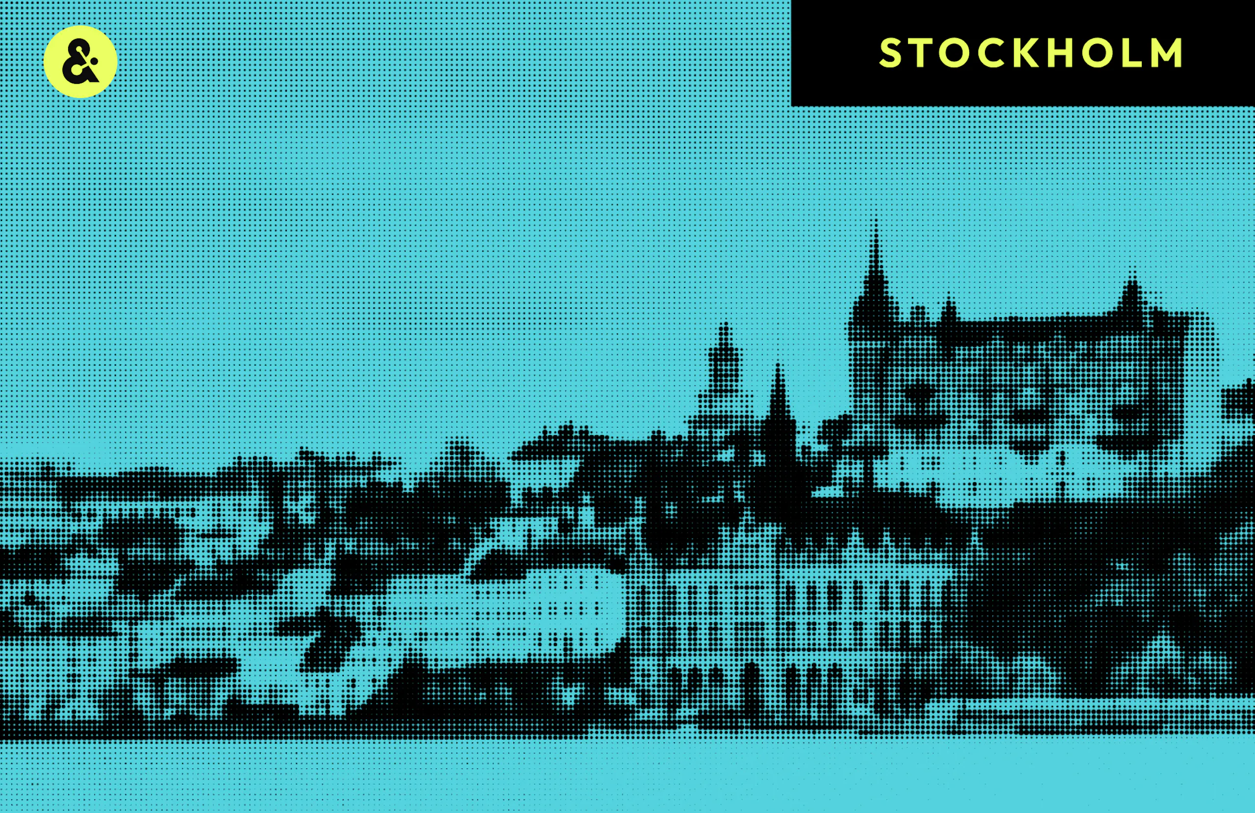 Skyline of Stockholm displayed in teal datagrid filter