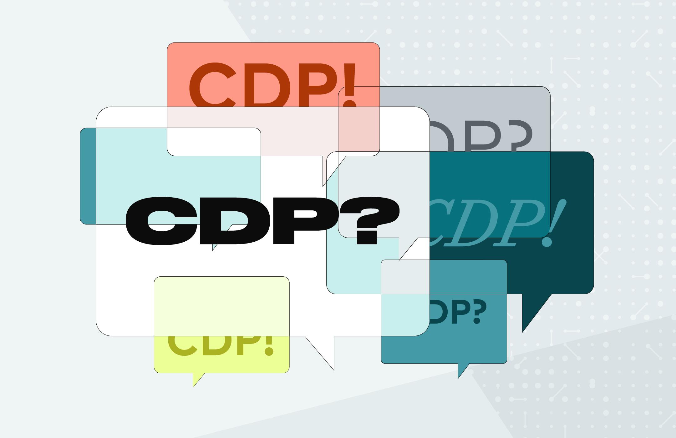 Graphic displaying speech bubbles with CDP?