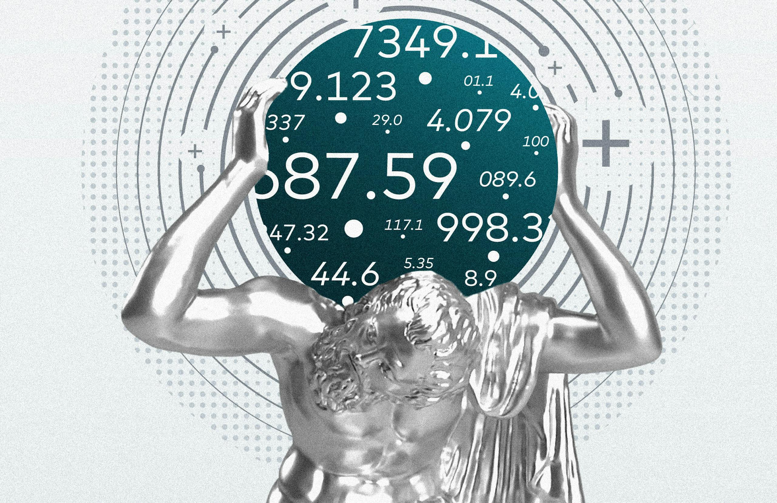 Image of strong man holding numbers.