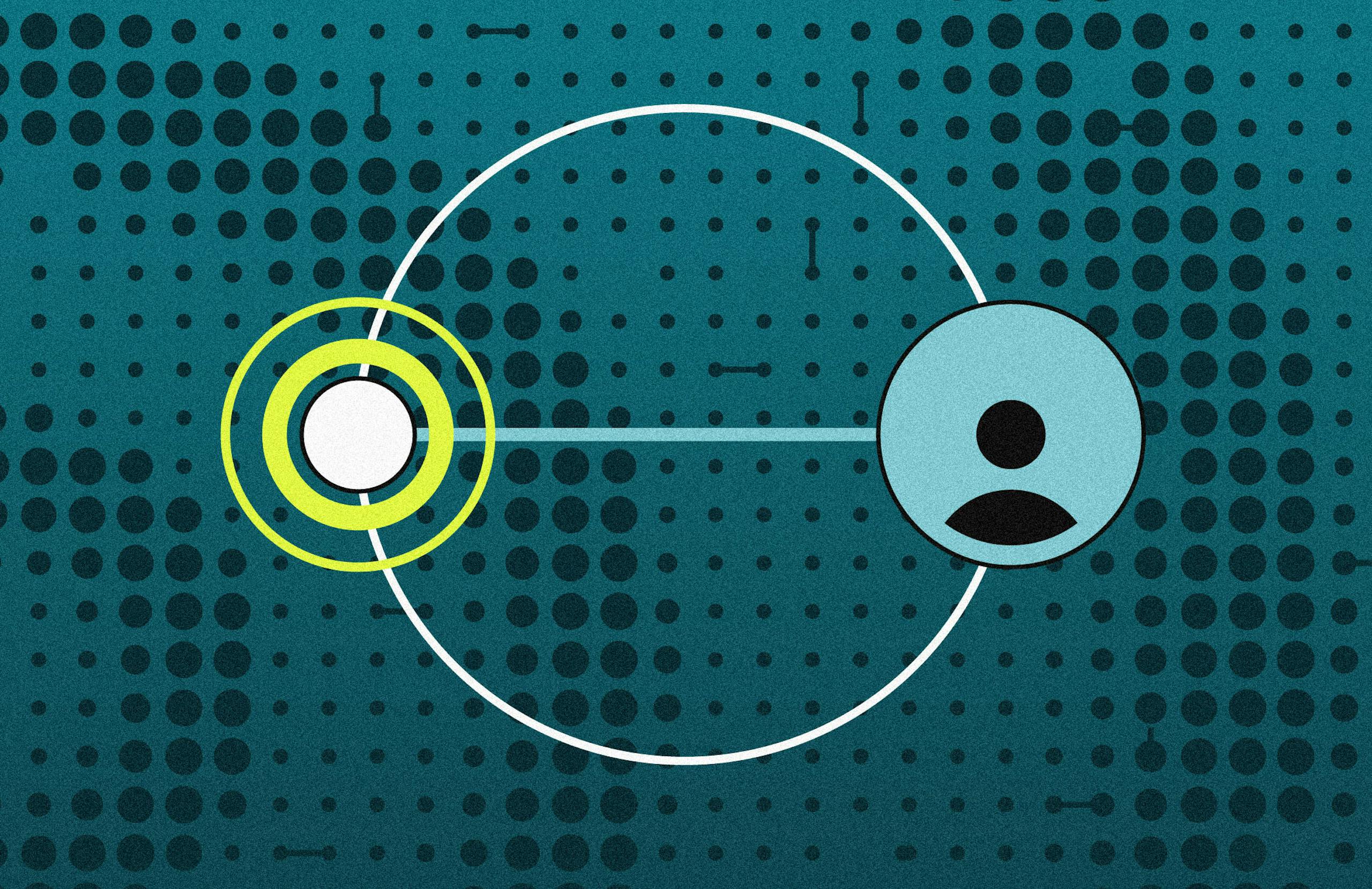 Illustration of a datapoint being connected to a person's profile