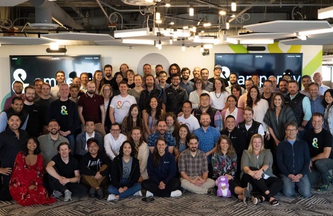 Group photo of Amperity employees in 2019.