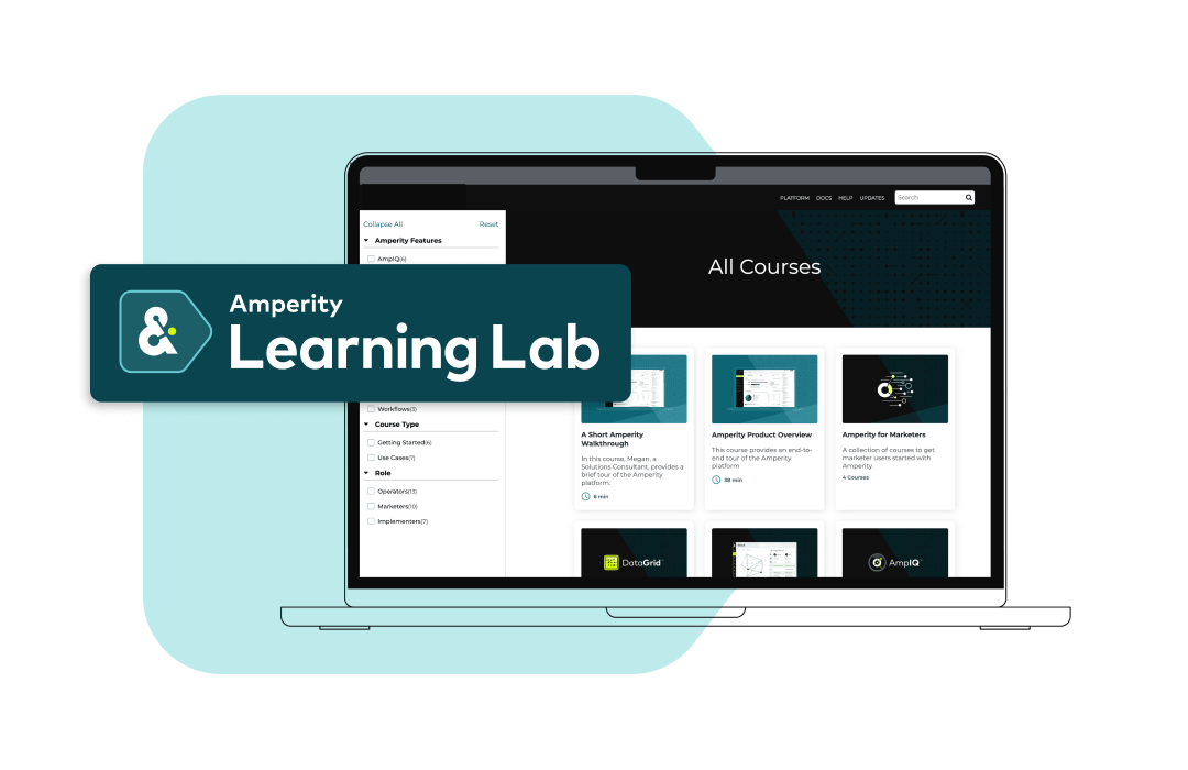 Screenshot of Amperity Learning Lab on laptop