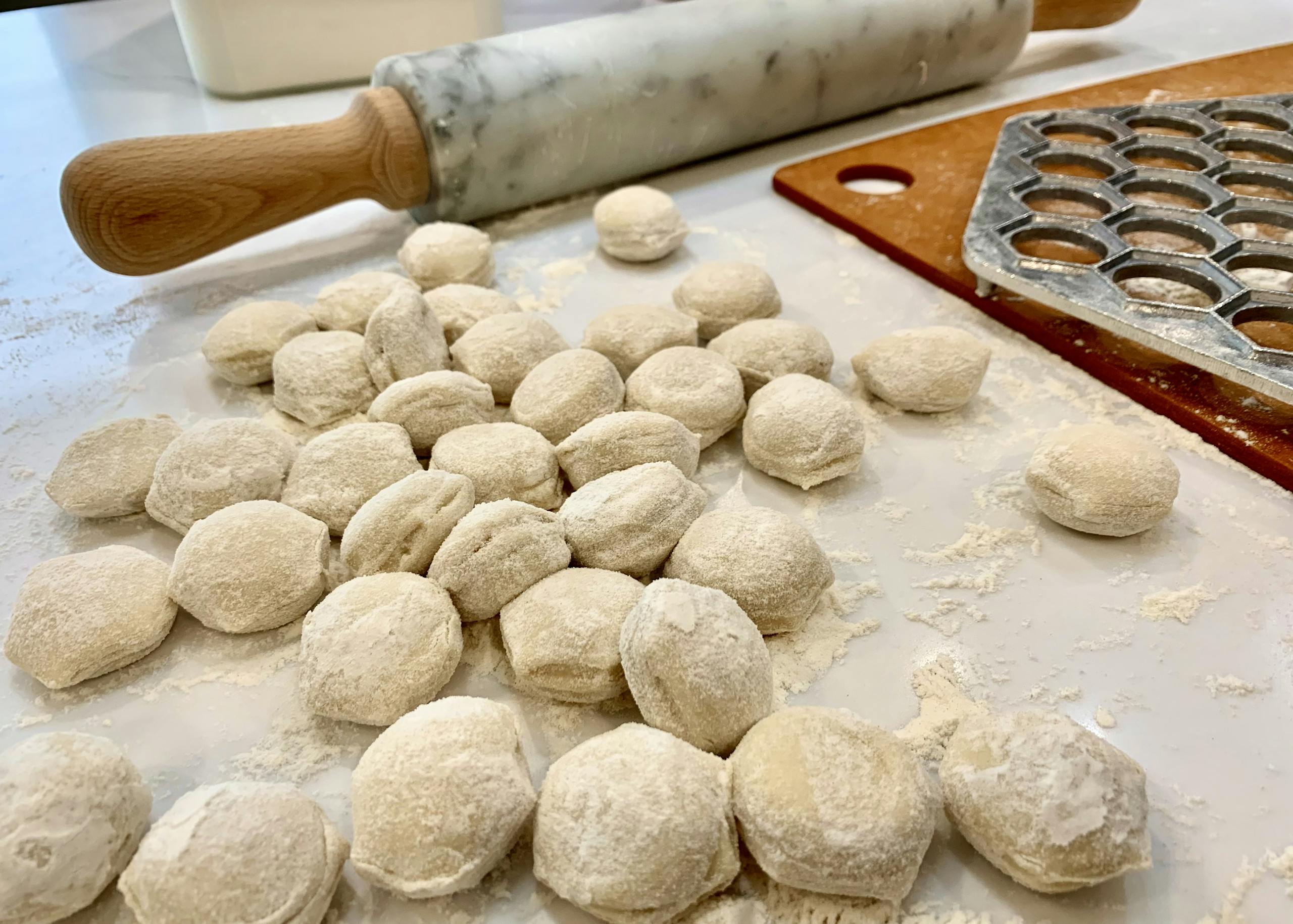 Photo of raw Pelemeni dumplings