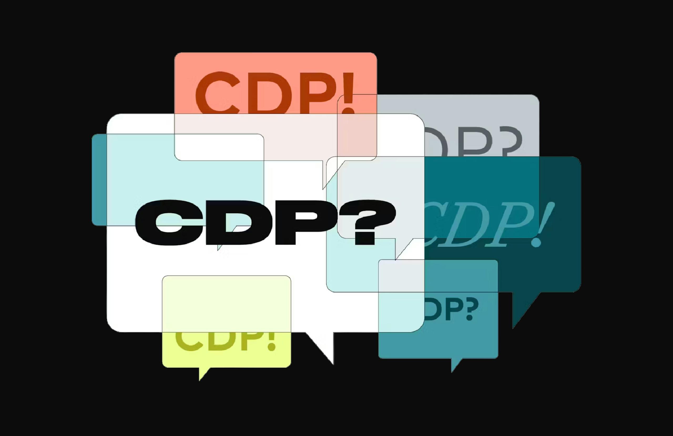An illustration of the word CDP repeated in overlapping boxes of text.