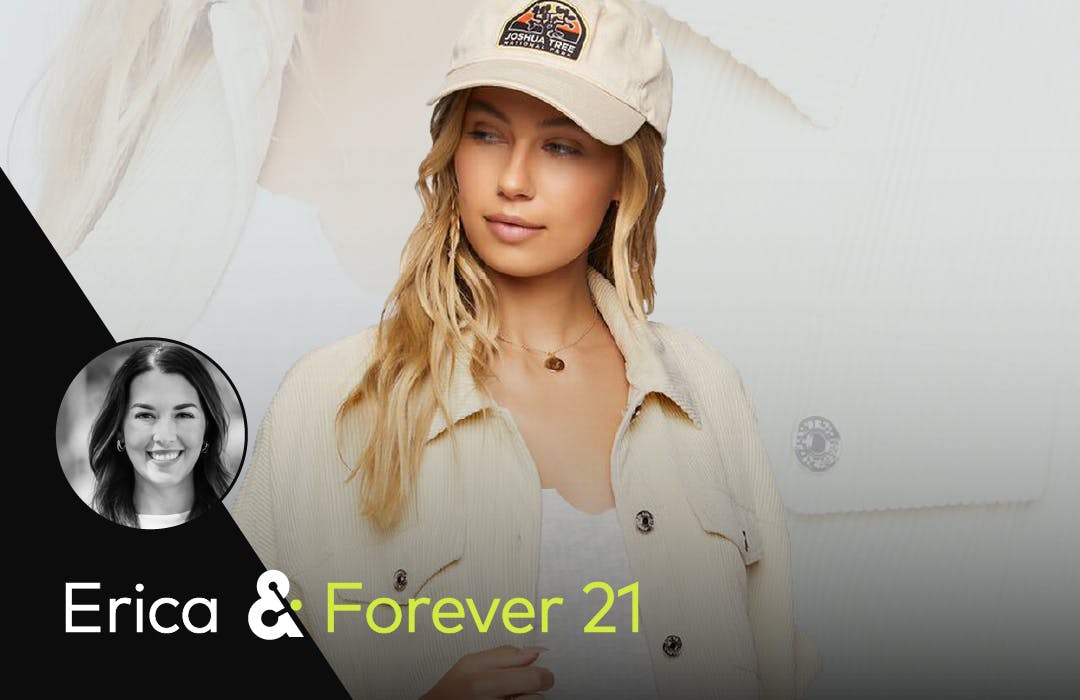 Erica & Forever 21: A woman in a white cap and jacket