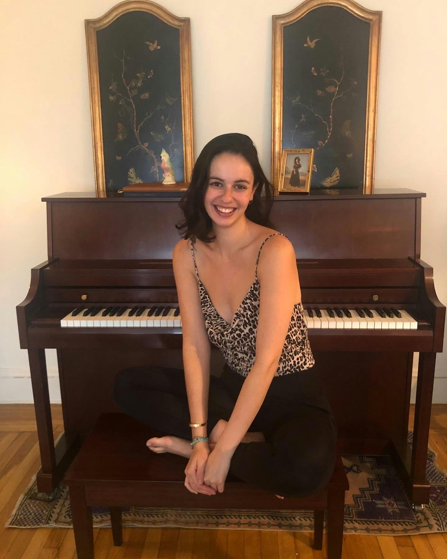 Danielle Iserlis, Email Marketing Manager at Vince, at her piano