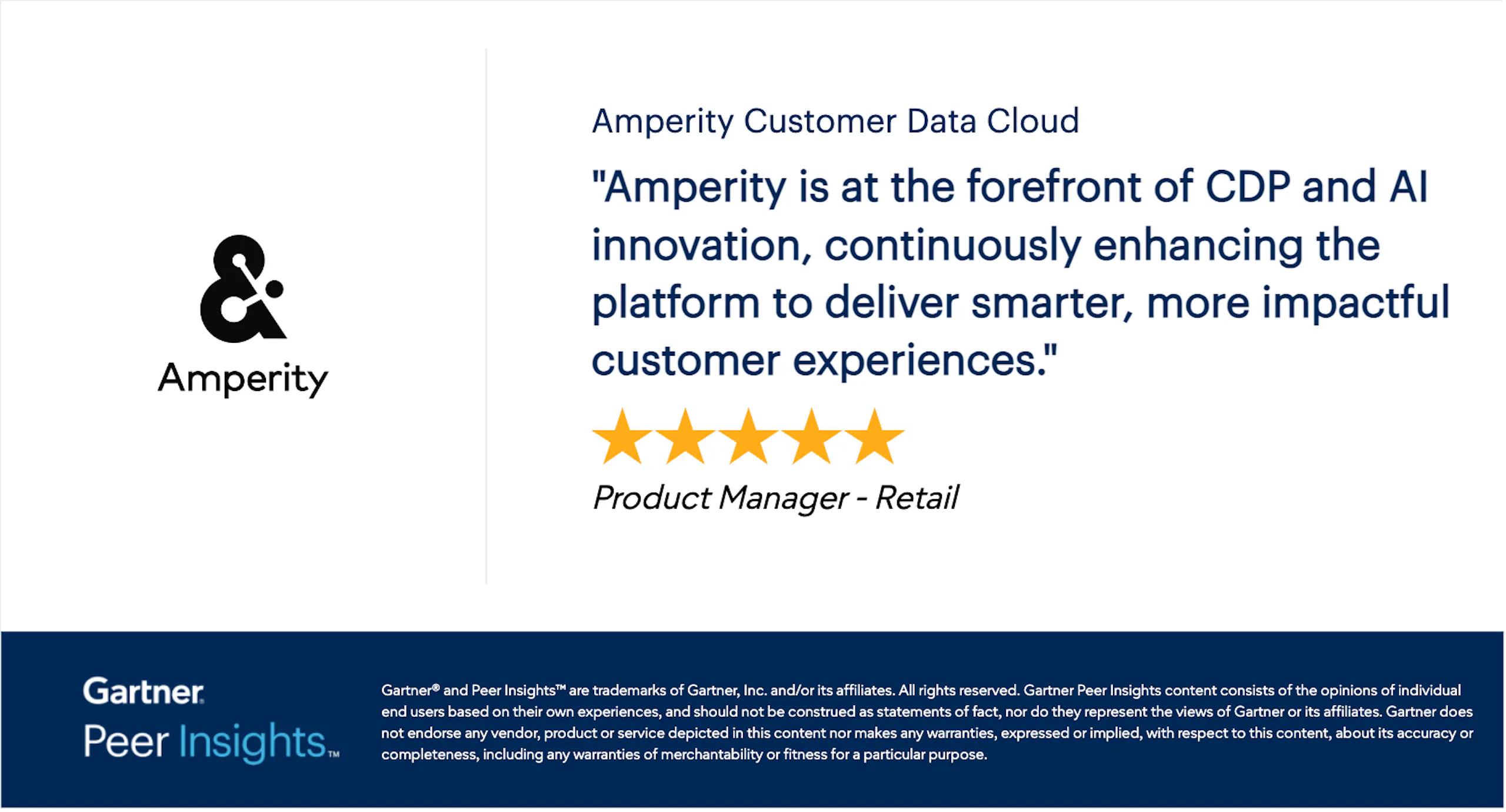 A product manager from the retail industry's review of using Amperity Customer Data Cloud for delivering customer experiences. 