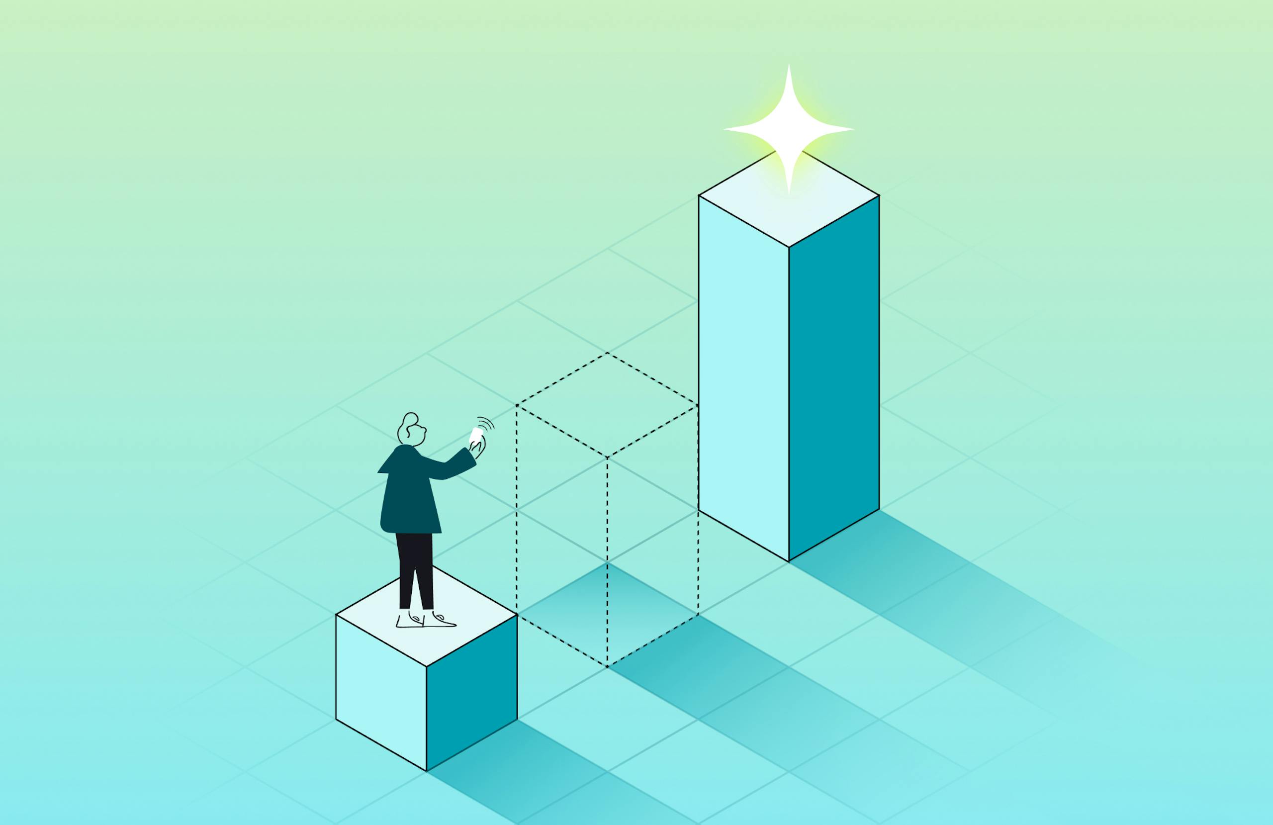 Person reaching toward higher platform, representing the gap between current personalization capabilities and customer expectations.