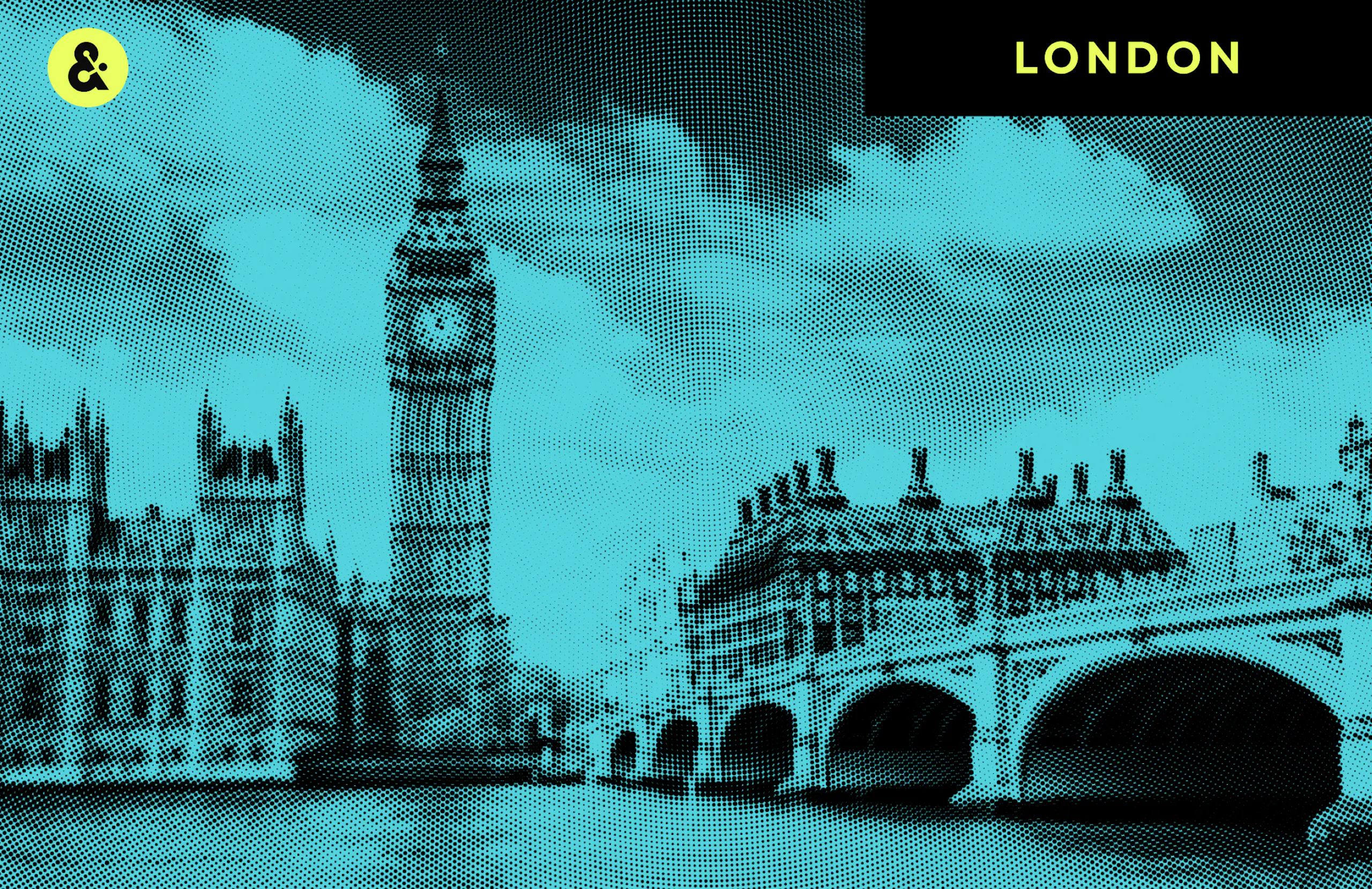 London cityscape overlaid with teal datawave pattern