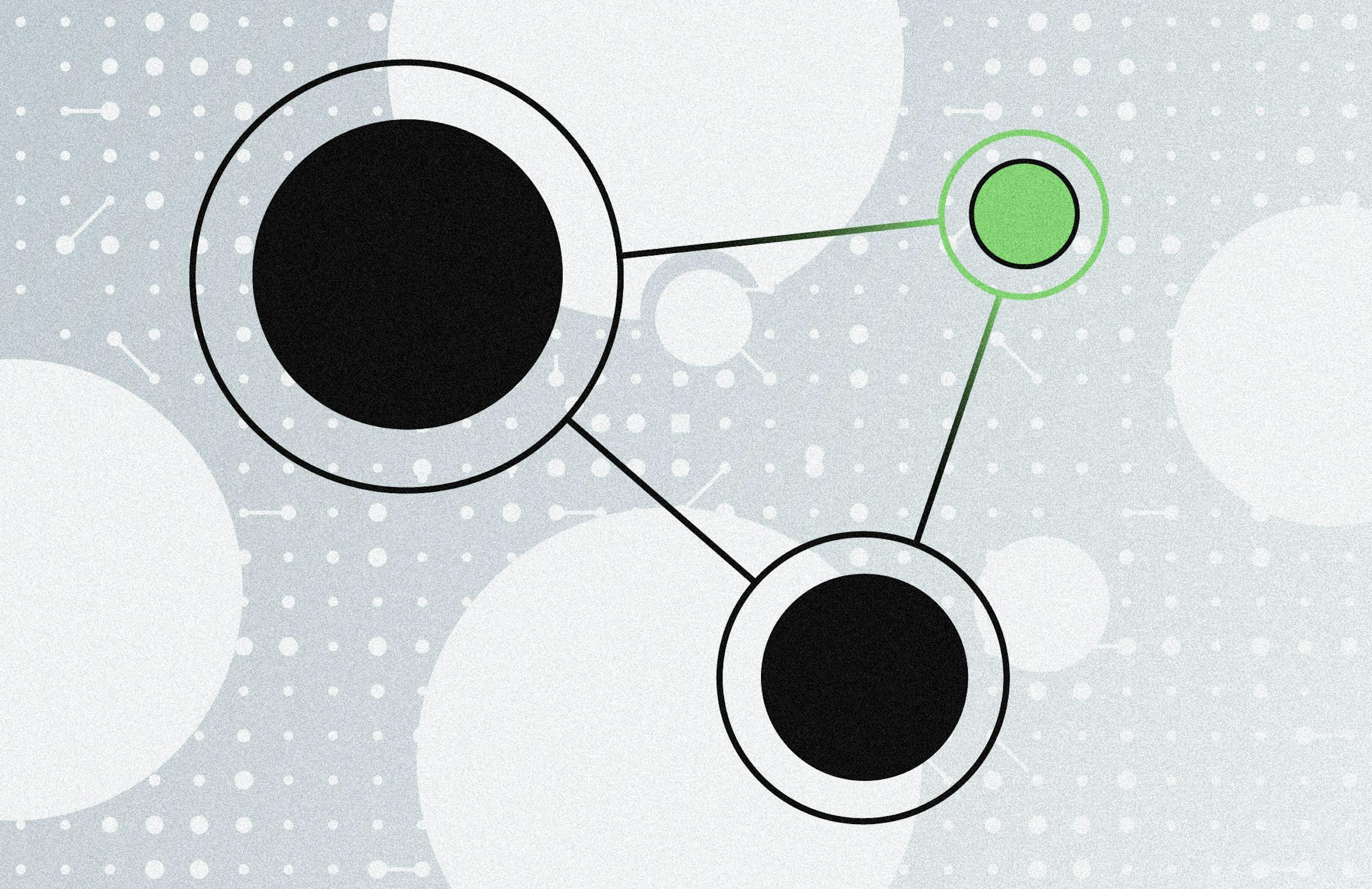 Generic Amperity Image of 3 connected data points on a grey background