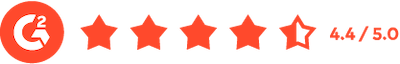 G2 logo with 4.4/5 stars filled in