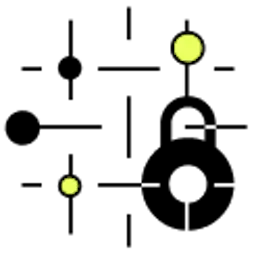 Illustrated pictogram of a lock and data points