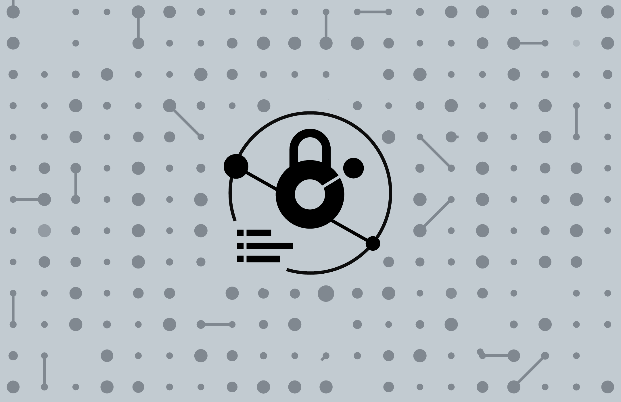 Lock icon against a gray background of lines and nodes