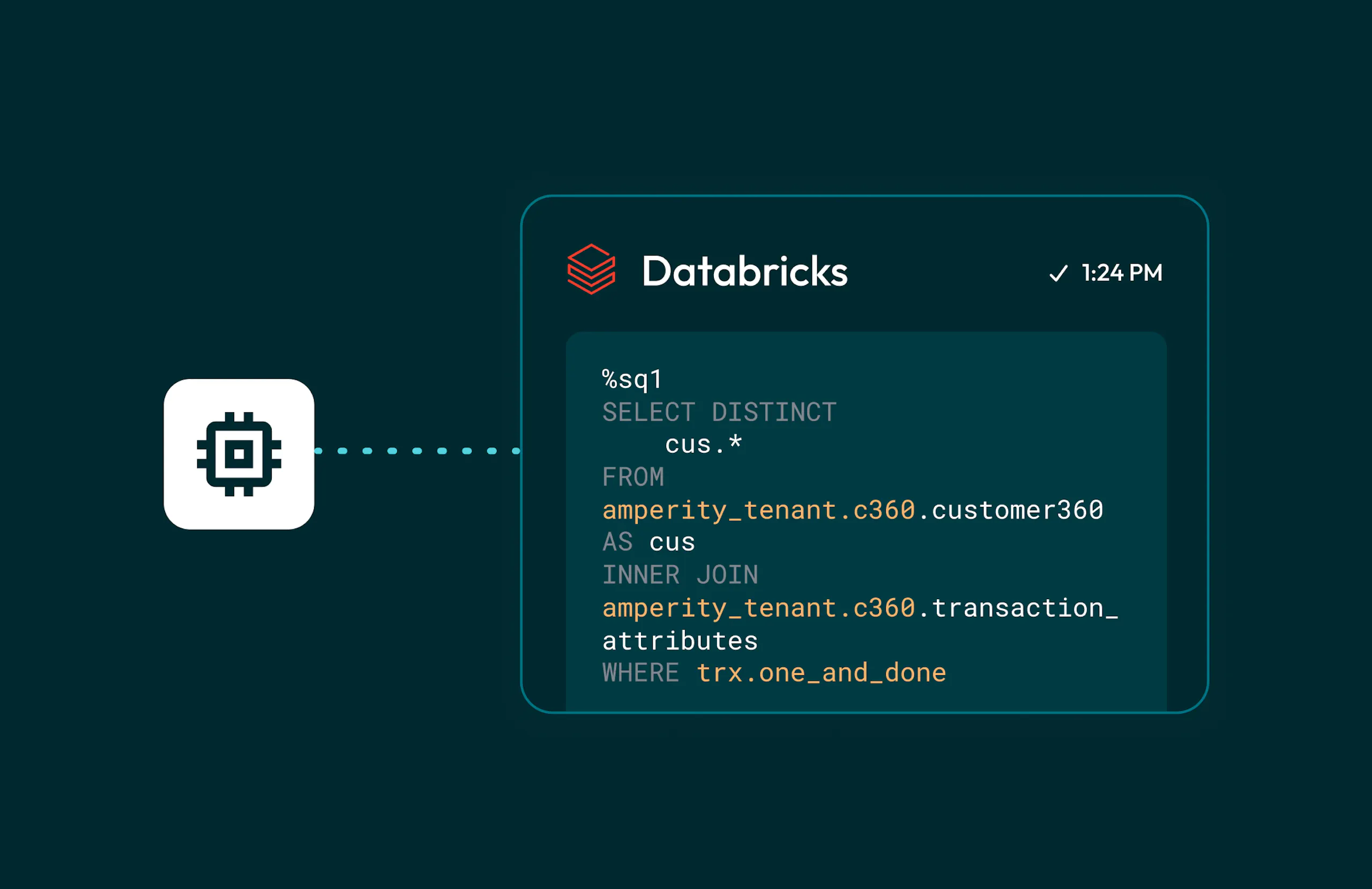Sample Databricks modal display of SQL query