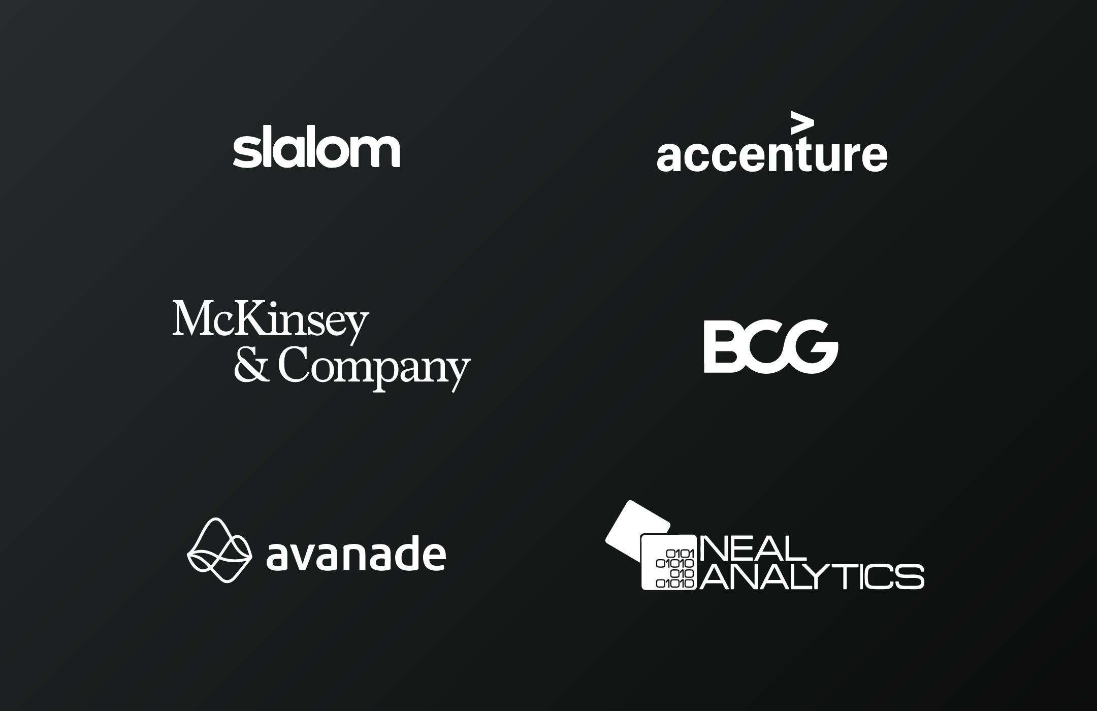 Slalom, Accenture, McKinsey & Company, BCG, Avanade, Neal Analytics