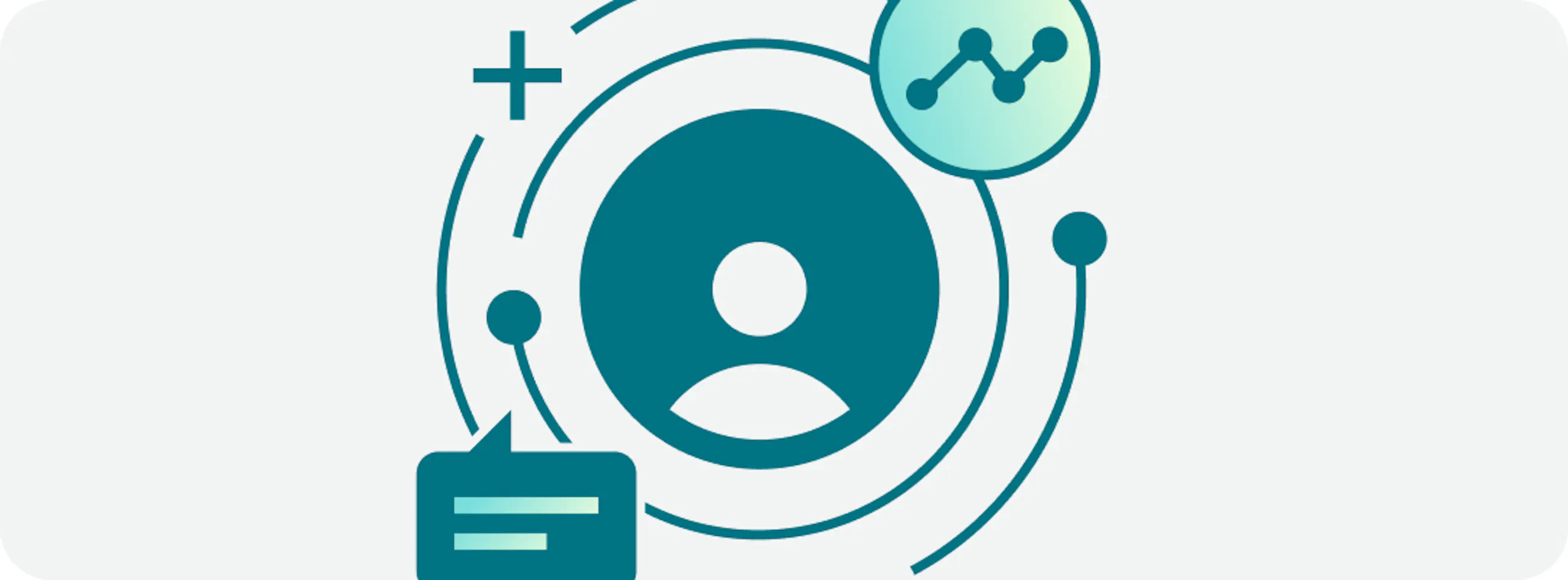 User in concentric circles with speech bubble and plus symbol.