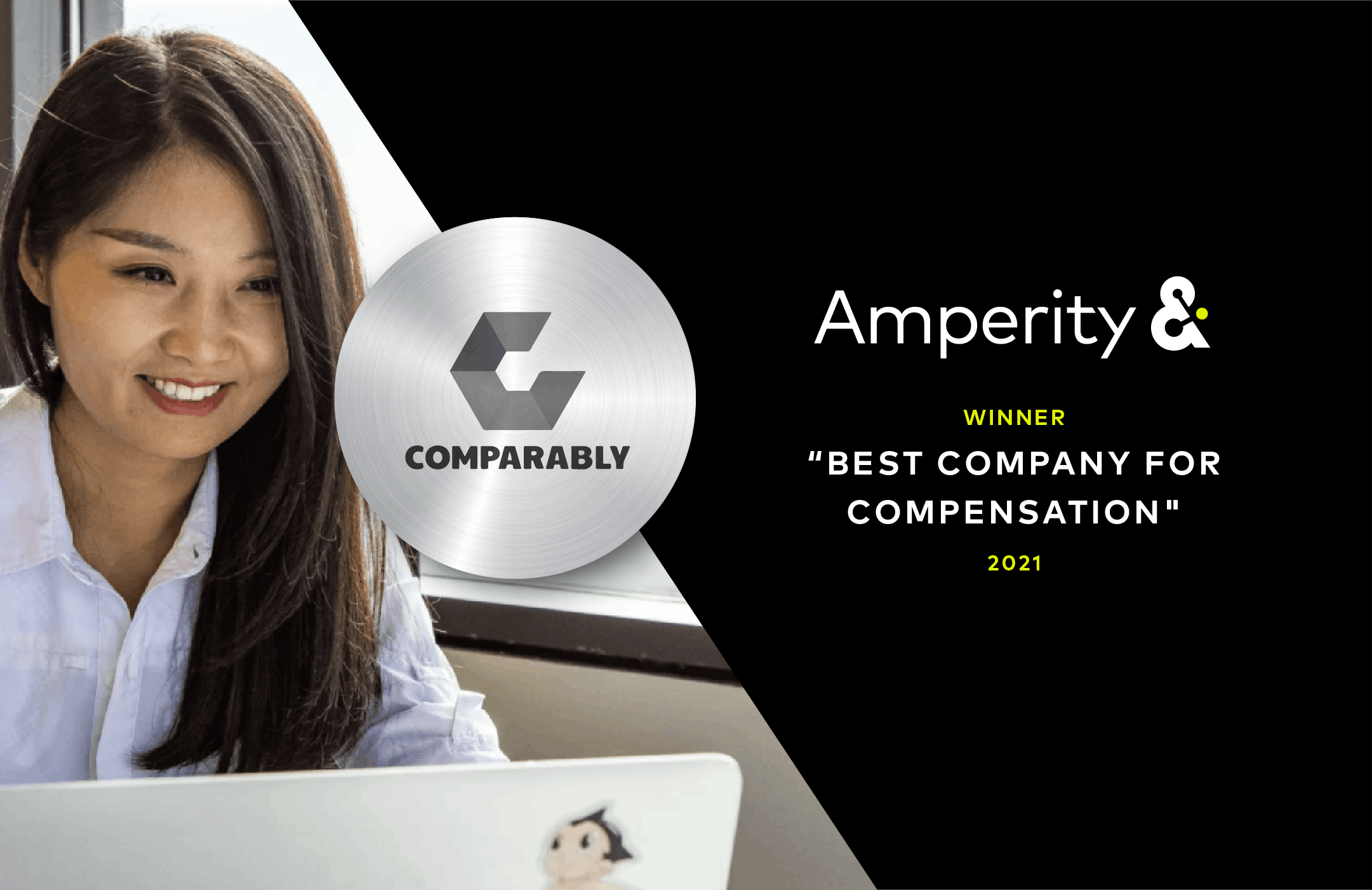 Comparably Award: Amperity as winner of "Best Company for Compensation" in 2021