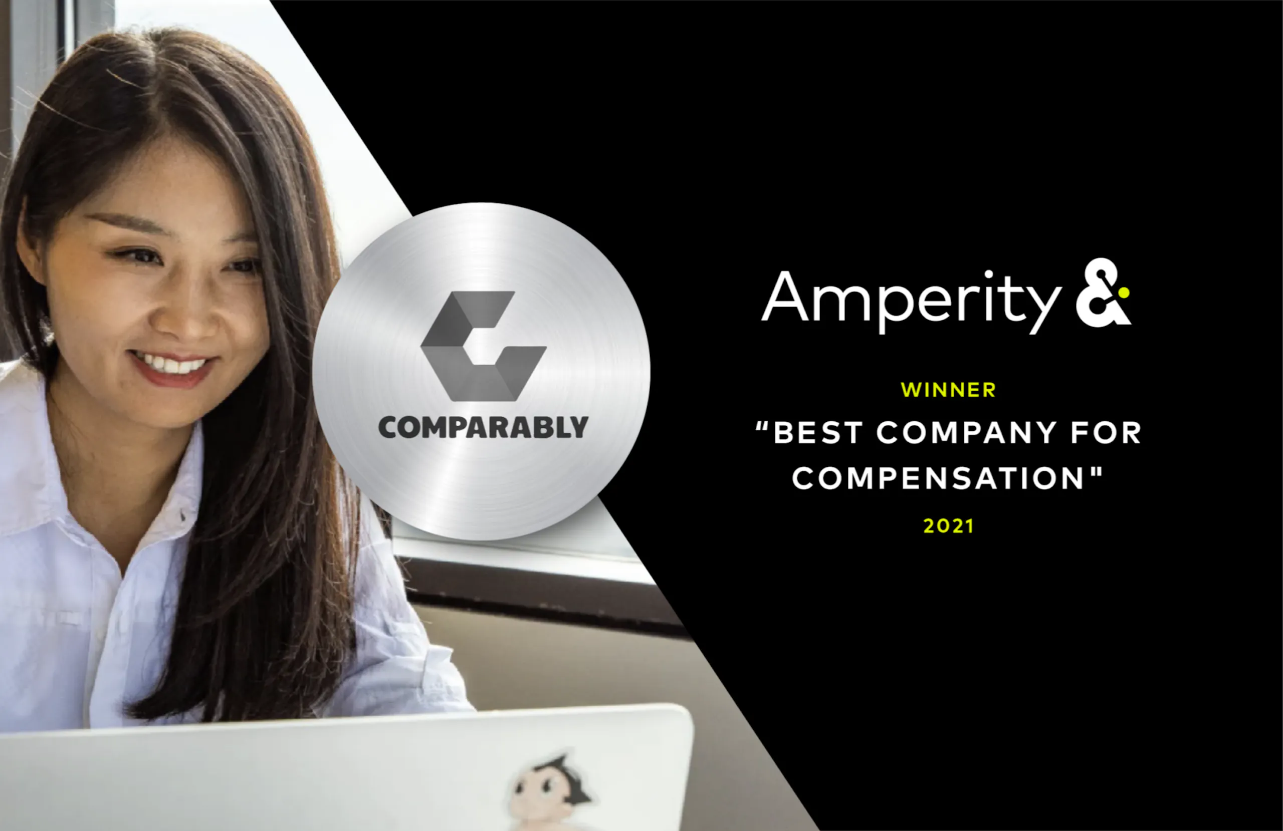 Comparably Award: Amperity as winner of "Best Company for Compensation" in 2021