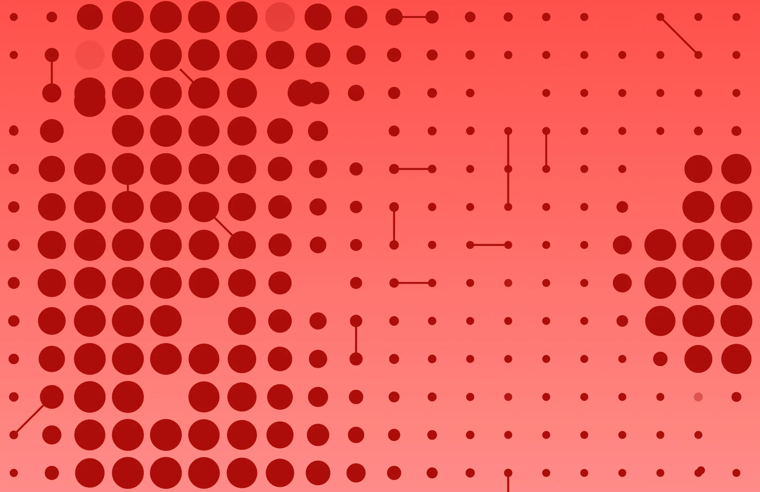 Red background with data dot pattern