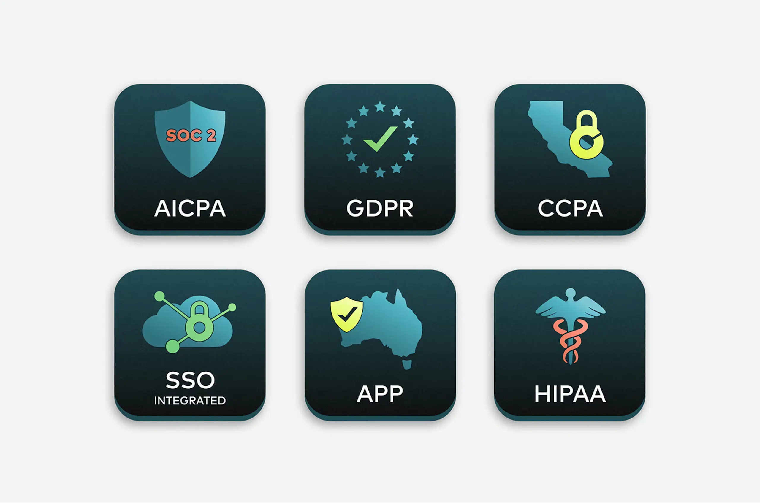Badges for Amperity's various certifications: AICPA, GDPR, CCPA, SSO, APP, HIPAA